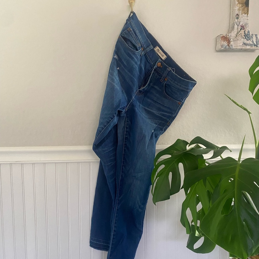 Medium Wash Frayed 9” High Rise Skinny Skinny Jeans From Madewell